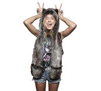 GUMEI 3 en 1 Mujeres Hombres Mullido Felpa Animal Lobo Leopardo Capucha Bufanda Sombrero con Patas Mitones Guantes Espesar Invierno cálido Gorro de Bombardero con Orejeras