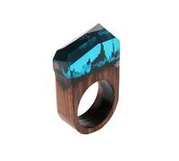 GUMEI Anillo de Resina de Madera Hecho a Mano Paisaje de Bosque Secreto en el Interior de la joyería