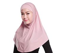 GUMEI Mujer 2 Piezas Color sólido Amira Jersey musulmán Hijab Suave algodón Estiramiento Cabeza Bufanda con Tubo Interior pañuelo Interior Capucha