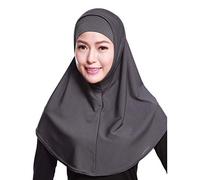 GUMEI Mujer 2 Piezas Color sólido Amira Jersey musulmán Hijab Suave algodón Estiramiento Cabeza Bufanda con Tubo Interior pañuelo Interior Capucha