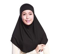 GUMEI Mujer 2 Piezas Color sólido Amira Jersey musulmán Hijab Suave algodón Estiramiento Cabeza Bufanda con Tubo Interior pañuelo Interior Capucha