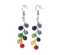 GUMEI Piedra Natural Mujeres Yoga Arco Iris 7 Chakra Pendientes de Gota Joyería de Piedra curativa