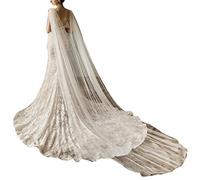 GUMEI Velo de Novia Mujer, Tul, Catedral, hasta el Suelo, Capas de Boda, Hombro, joyería de Cristal de imitación, Apliques Florales, Capa Larga para Novia