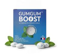 Gumgum Boost - Chewing-Gum Energizante Sin Azúcar con Vitaminas B6 & B12 - Cafeína Natural & L-Teanina - Energía, Concentración & Vigilancia - Sabor Menta Fresca - Suplemento vegano - 54 Chicles