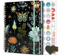 Gumiho Agenda semanal 2026 2027 Espiral A5 Planner (julio de 2026 - junio de 2027) - 12 meses Agenda escolar con hebilla de bolígrafo y pegatinas de plan (Mariposa verde)