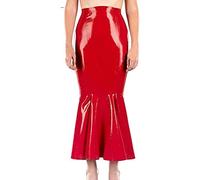 Gummi Latex Frauen Lange Röcke Roter Volant Unten Handgemachte Kostüme,Negro,METRO