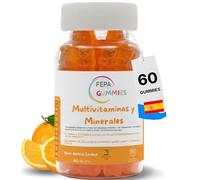 Gummies Multivitaminas y Minerales FEPA - Gominolas con Vitaminas A, C, D, B y Zinc - Suplemento Alimenticio - Apoya Defensas, Energía y Bienestar Diario - Sabor Naranja - 60 Uds. - Fepadiet