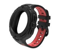 GUMMMY 2IN1 Case Silicone Watch Band for Samsung ultra 47mm Watch Sports Strap of Solid color integrated Watchbands(Black red)