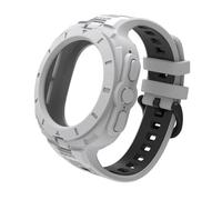 GUMMMY 2IN1 Case Silicone Watch Band for Samsung ultra 47mm Watch Sports Strap of Solid color integrated Watchbands(White black)