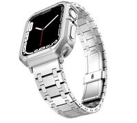 GUMMMY Correa de acero inoxidable para Apple Watch Ultra band 49mm 38/40/41mm 42/44/45mm S10 42MM 46MM pulsera para s 10 9 8 7 Se 6 5 4 Se(Silver and case,S10 46MM)