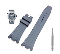 GUMMMY Correa de reloj de caucho de 27 mm para AP 15703 26470SO Royal Oak Offshore, correa de reloj deportivo para hombre, pulsera(Gray No buckle,28mm)