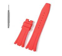 GUMMMY Correa de reloj de caucho de 27 mm para AP 15703 26470SO Royal Oak Offshore, correa de reloj deportivo para hombre, pulsera(Red No buckle,28mm)