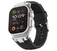 GUMMMY Correa de reloj deportiva para Apple Watch Ultra 2 de 49/45/44/42 mm, conector de acero inoxidable 316L ancho y resistente, correa de silicona duradera para iWatch Ultra 9 8 7 6 5 4 3 SE(Black)