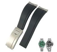 GUMMMY Correas de reloj de silicona de goma de 20mm y 21mm para correa de reloj Submariner Yacht Master OYSTERFLEX Daytona(Black Matte buckle,21mm)