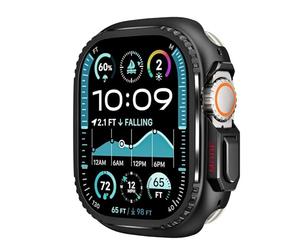 GUMMMY Cubierta de metal para Apple Watch Ultra 2 S10 42 mm S10 46 m 49 mm 45 mm Marco de caja Parachoques protector iWatch Series 9 8 7 6 5 SE 44 MM Cambio de bisel a Ultra(Black,45mm)