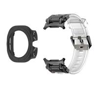 GUMMMY Funda con correa 2 en 1 para Samsung Galaxy Watch 7 Ultra 47mm pulsera de silicona funda protectora de pantalla para Galaxy Watch 7 Ultra WatchBands(Transparent black)