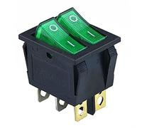 GUMMMY KCD2 Interruptor basculante de doble barco de 6 pines de encendido y apagado con luz roja verde 20 A 125 V CA (color: verde)