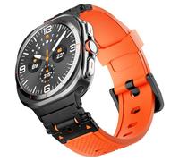 GUMMMY Para Galaxy Watch 7 Ultra Fluororubber correas de reloj para Samsung Galaxy Watch Ultra Correa 47mm accesorios pulsera deportiva(Orange Black)