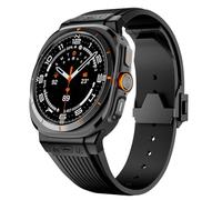 GUMMMY Para Samsung Galaxy Watch Ultra Correa 47mm Accesorios Fluororubber pulsera deportiva para Galaxy Watch 7 Ultra correas de reloj(Black Black)