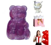 Gummy Bear Container, 16 Inch Large Clear Plastic Bear Container for Valentine's Day - Reusable Fillable Gummy Bear Containers Plastic, Bear Clear Containe, Party Favours & Festive Gifts (Purple)