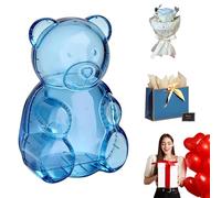 Gummy Bear Container, 16 Inch Large Clear Plastic Bear Container for Valentine's Day - Reusable Fillable Gummy Bear Containers Plastic, Bear Clear Containe, Party Favours & Festive Gifts (Blue)