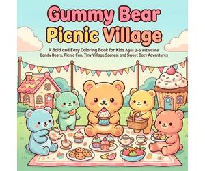 Gummy Bear Picnic Village: A Bold and Easy Coloring Book for Kids Ages 3-5 with Cute Candy Bears, Picnic Fun, Tiny Village Scenes, and Sweet Cozy Adventures