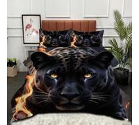 Gumntun Edredón Cama 105-200x200 cm Leopardo Negro Llama, Microfibra Lavable y Transpirable 3D Juego de Ropa, Matrimonial FáCil Lavar Juego de Cama Estampado para Regalo_21924a