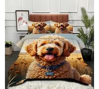 Gumntun Edredón Cama 105-200x200 cm Perro Osito MarróN 3D, Microfibra Lavable y Transpirable 3D Juego de Ropa, Matrimonial FáCil Lavar Juego de Cama Estampado para Regalo_21120a