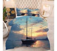 Gumntun Edredón Cama 105-200x200 cm Puesta De Sol De Colores, Microfibra Lavable y Transpirable 3D Juego de Ropa, Matrimonial FáCil Lavar Juego de Cama Estampado para Regalo