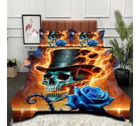 Gumntun Edredon Estampado Cama 90-135x200 cm Esqueleto Rosa Llama, 3D Impresión Juego de Cama de 3 Piezas 135x200, Transpirable y Supersuave Juego de Ropa para Las 4 Estaciones_24232a