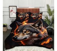 Gumntun Edredon Estampado Cama 90-135x200 cm Lobo Negro Llama, 3D Impresión Juego de Cama de 3 Piezas 135x200, Transpirable y Supersuave Juego de Ropa para Las 4 Estaciones_21928a