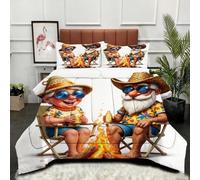 Gumntun Edredon Estampado Cama 90-135x200 cm Pareja Animada, 3D Impresión Juego de Cama de 3 Piezas 135x200, Transpirable y Supersuave Juego de Ropa para Las 4 Estaciones_B16418