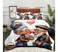 Gumntun Edredon Estampado Cama 90-135x200 cm Pareja Animada, 3D Impresión Juego de Cama de 3 Piezas 135x200, Transpirable y Supersuave Juego de Ropa para Las 4 Estaciones_B16100