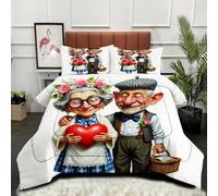 Gumntun Edredon Estampado Cama 90-135x200 cm Pareja Animada, 3D Impresión Juego de Cama de 3 Piezas 135x200, Transpirable y Supersuave Juego de Ropa para Las 4 Estaciones_B16700