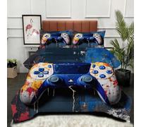 Gumntun Edredón Estampado Cama 90-150x200 cm Joven Arcade Graffiti, 3 Piezas Edredon Lavable sin Funda, 3D Impresión Microfibra Juego de Cama (2 Funda de Almohada 50x75 cm)_B10557