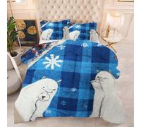 Gumntun Edredón Estampado Cama 90-150x200 cm Oso Polar Blanco, 3 Piezas Edredon Lavable sin Funda, 3D Impresión Microfibra Juego de Cama (2 Funda de Almohada 50x75 cm)