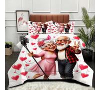 Gumntun Edredón Estampado Cama 90-150x200 cm Pareja con CorazóN, 3 Piezas Edredon Lavable sin Funda, 3D Impresión Microfibra Juego de Cama (2 Funda de Almohada 50x75 cm)_B14445