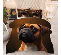 Gumntun Edredón Estampado Cama 90-150x200 cm Perro MarróN, 3 Piezas Edredon Lavable sin Funda, 3D Impresión Microfibra Juego de Cama (2 Funda de Almohada 50x75 cm)