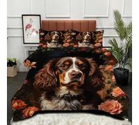 Gumntun Edredón Estampado Cama 90-150x200 cm Perro MarróN Rosa, 3 Piezas Edredon Lavable sin Funda, 3D Impresión Microfibra Juego de Cama (2 Funda de Almohada 50x75 cm)_21959a