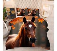 Gumntun Edredones Cama 150-220x240 cm Caballo MarróN, Microfibra Esponjosa Impreso Edredón sin Funda, 3D Estampado Juego de Cama con 2 Funda de Almohada (50x75 cm) f970