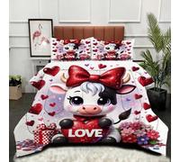 Gumntun Edredones Cama 150-220x240 cm Conejo con Copa De Vino, Microfibra Esponjosa Impreso Edredón sin Funda, 3D Estampado Juego de Cama con 2 Funda de Almohada (50x75 cm)_B3425