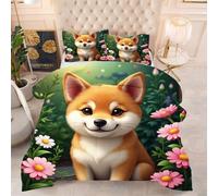 Gumntun Edredones Cama 150-220x240 cm Corgi Amarillo, Microfibra Esponjosa Impreso Edredón sin Funda, 3D Estampado Juego de Cama con 2 Funda de Almohada (50x75 cm) f439