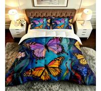 Gumntun Edredones Cama 150-220x240 cm Mariposa Flores, Microfibra Esponjosa Impreso Edredón sin Funda, 3D Estampado Juego de Cama con 2 Funda de Almohada (50x75 cm)_B19739