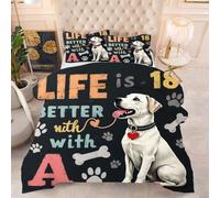 Gumntun Edredones Cama 150-220x240 cm Perro Blanco, Microfibra Esponjosa Impreso Edredón sin Funda, 3D Estampado Juego de Cama con 2 Funda de Almohada (50x75 cm)