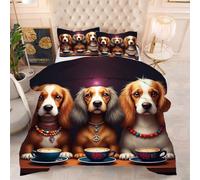 Gumntun Edredones Cama 150-220x240 cm Perro MarróN, Microfibra Esponjosa Impreso Edredón sin Funda, 3D Estampado Juego de Cama con 2 Funda de Almohada (50x75 cm)