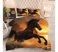 Gumntun Edredones Cama 180-240x260 cm Caballo MarróN, Exquisito 3D Edredón Impreso sin Funda, 3 Piezas Microfibra Matrimonial Juego de Cama con 2 Funda de Almohada 50x75 cm