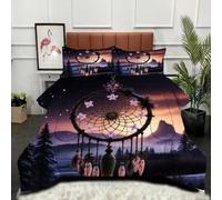 Gumntun Edredones Cama 180-240x260 cm Campana De Viento Morada Adulta, Exquisito 3D Edredón Impreso sin Funda, 3 Piezas Microfibra Matrimonial Juego de Cama con 2 Funda de Almohada 50x75 cm_B1968