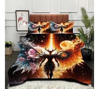 Gumntun Edredones Cama 180-240x260 cm Chica Alada Llama, Exquisito 3D Edredón Impreso sin Funda, 3 Piezas Microfibra Matrimonial Juego de Cama con 2 Funda de Almohada 50x75 cm_24164a