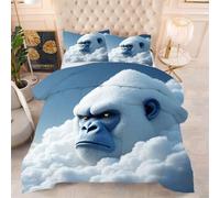 Gumntun Edredones Cama 180-240x260 cm Gorila Blanco, Exquisito 3D Edredón Impreso sin Funda, 3 Piezas Microfibra Matrimonial Juego de Cama con 2 Funda de Almohada 50x75 cm