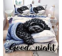Gumntun Funda Nórdica 135x200 cm Perro Osito Buenas Noches, 3D Impresión Fundas de Edredón con Cierre de Cremallera, 3 Piezas Microfibra Juego de Ropa de Cama, 2 Funda de Almohada 50x75 cm_22990a